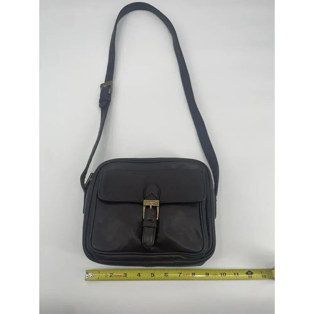 Vintage Ralph Lauren Collection Brown Leather Camera Shoulder Bag Crossbody 90s - Picture 4 of 13